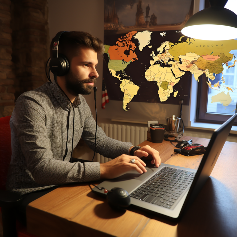 Woman using Bulgarian video interpreter services