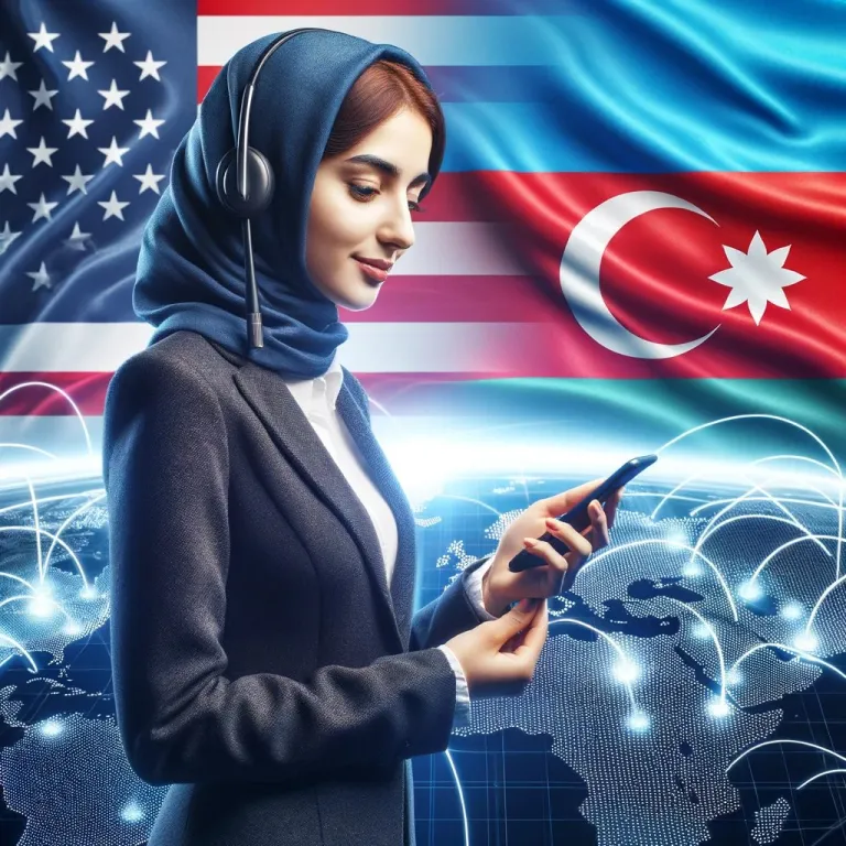 An interpreter over the phone translate English to Azerbaijani.